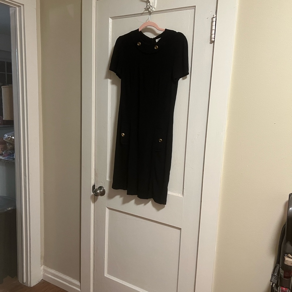 Trina Turk Black Mini Dress with Gold Accents
